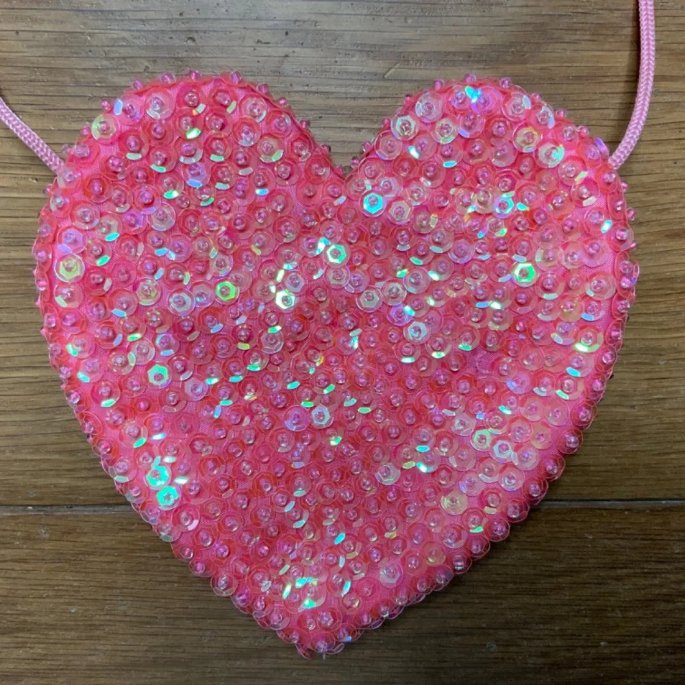 Pink Sequin Dress Up Heart Purse